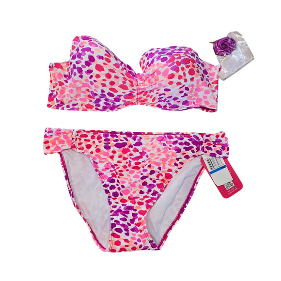 Hula Honey Womens 2 Pc Bikini Size XL Rainbow Leopard Print Swimsuit NWT - Picture 1 of 8